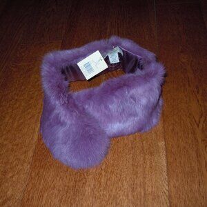 VINTAGE LORD & TAYLOR LAVENDER / PURPLE RABBIT FUR COLLAR / SCARF NEW W/TAG